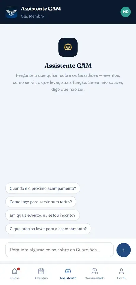 Assistente dentro do app