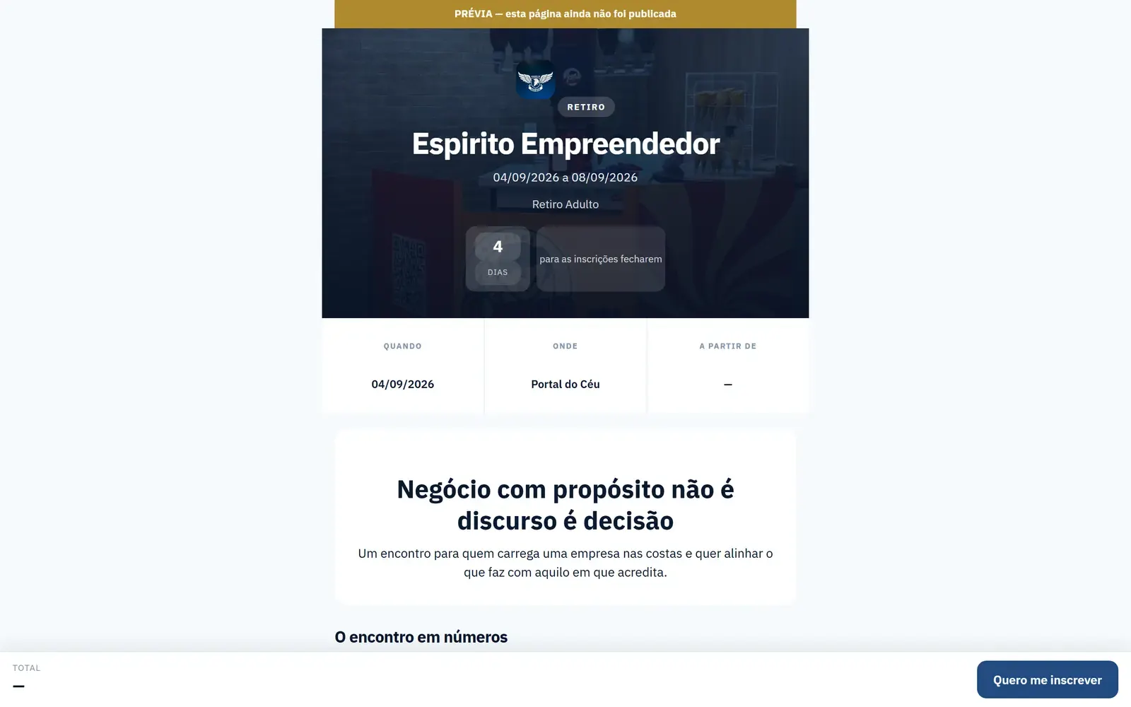 Página de inscrição